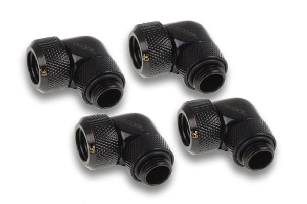 ANS Alphacool Eiszapfen 13mm HardTube Anschraubtülle 90° drehbar G1/4 für Acryl/Messingrohre - 4pcs Set Deep Black